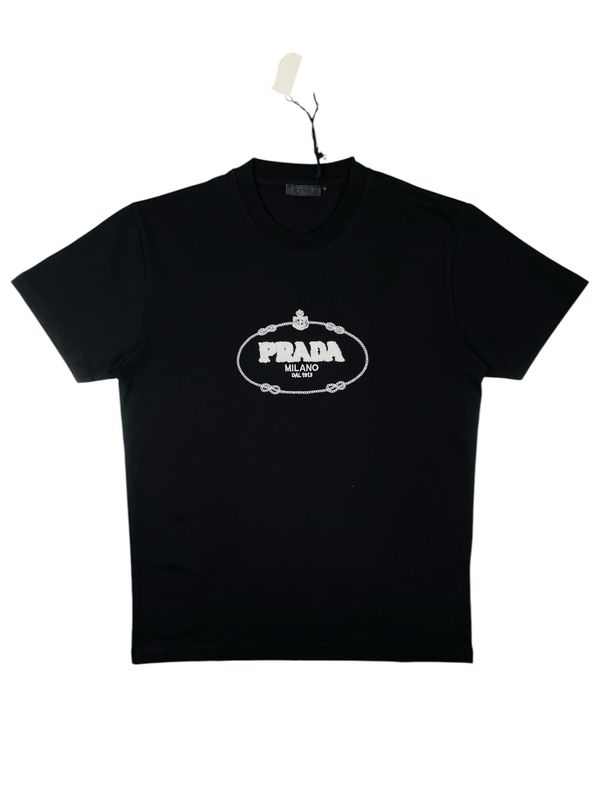 Prada Crew Neck Logo Embossed T shirt