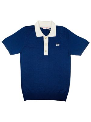Valentino Navy Blue Knit Polo Shirt