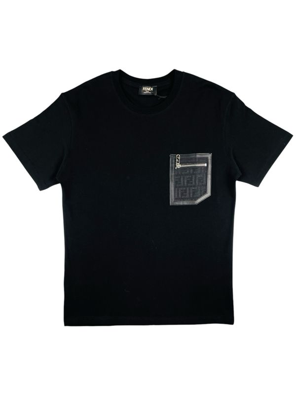 Fendi Zipper Logo Patch Jersey Men’s T shirt