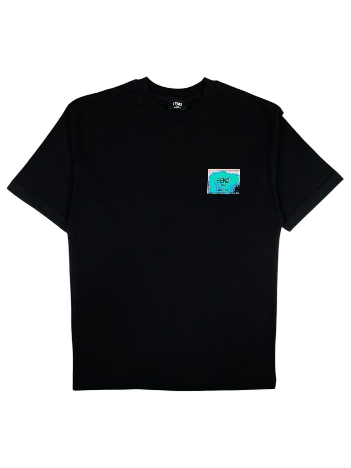 Fendi Logo Patch Crew Neck Jersey T shirt