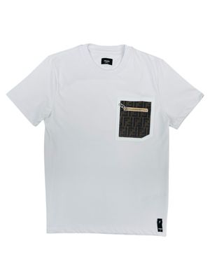 Fendi Zipper Cotton Logo Patch T shirt