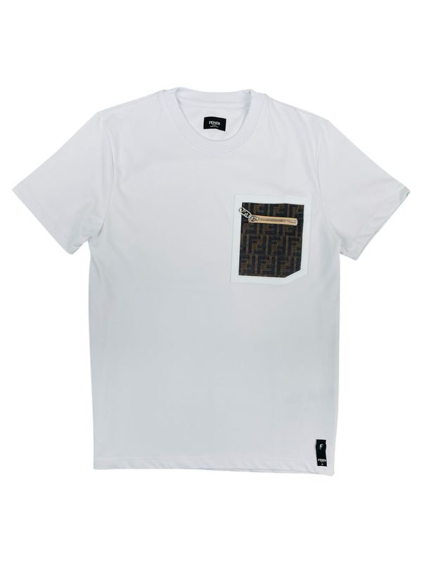 Fendi Zipper Cotton Logo Patch T shirt