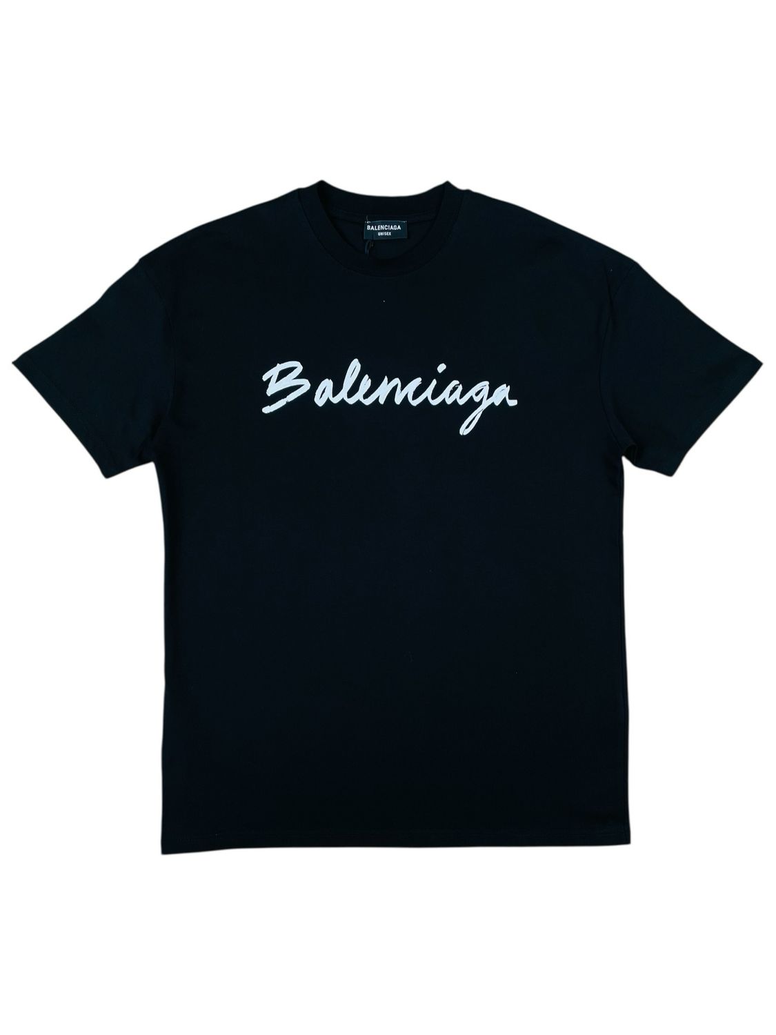 Balenciaga Logo Print Cotton Crew Neck T shirt