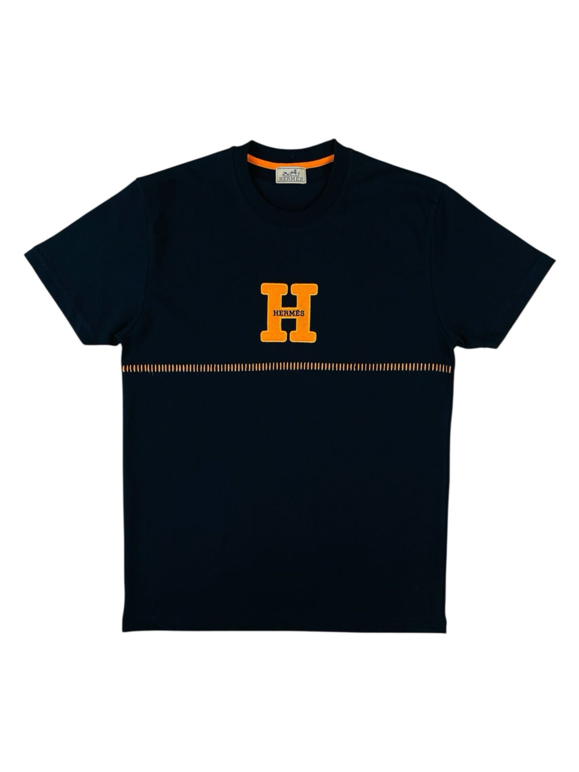 Hermes H Logo Embroidered Cotton T shirt
