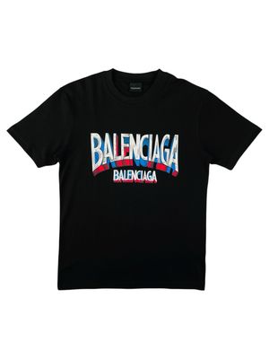 Balenciaga Print Logo Crew Neck T shirt