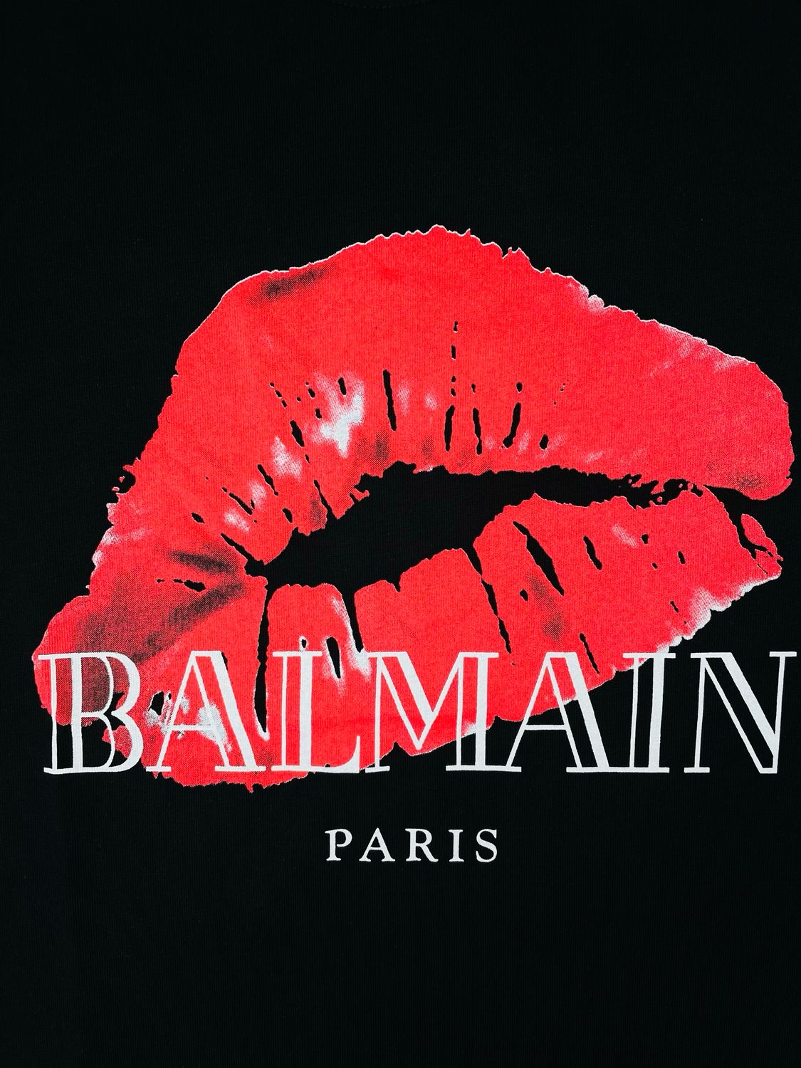 Balmain Kiss Logo Print Cotton T shirt