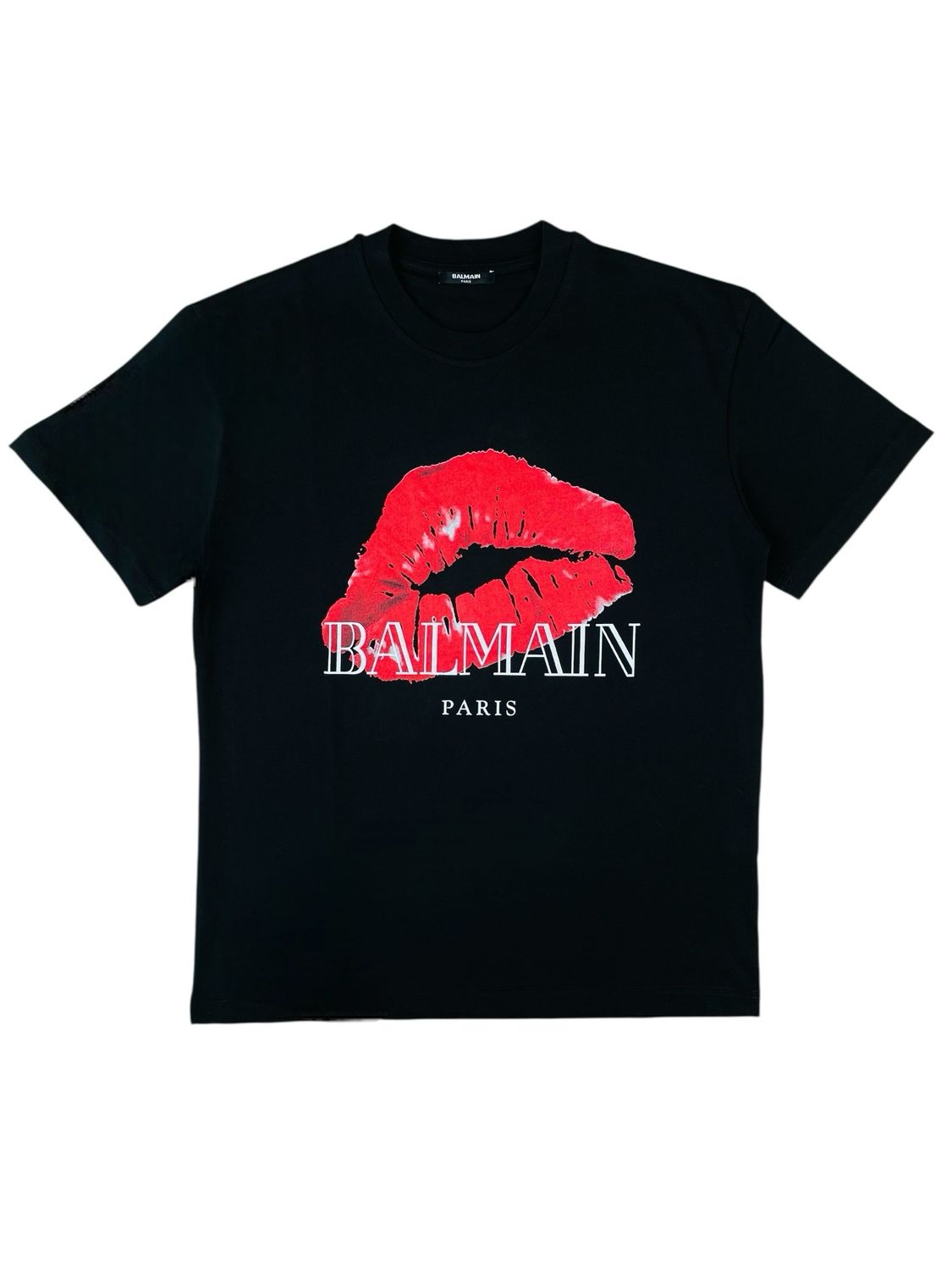 Balmain Kiss Logo Print Cotton T shirt