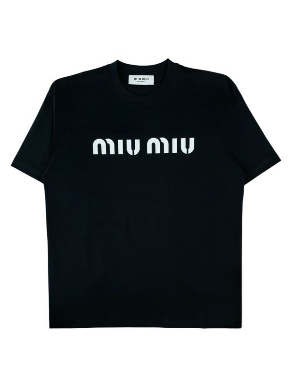 Miu Miu Cotton Black Logo Print T shirt