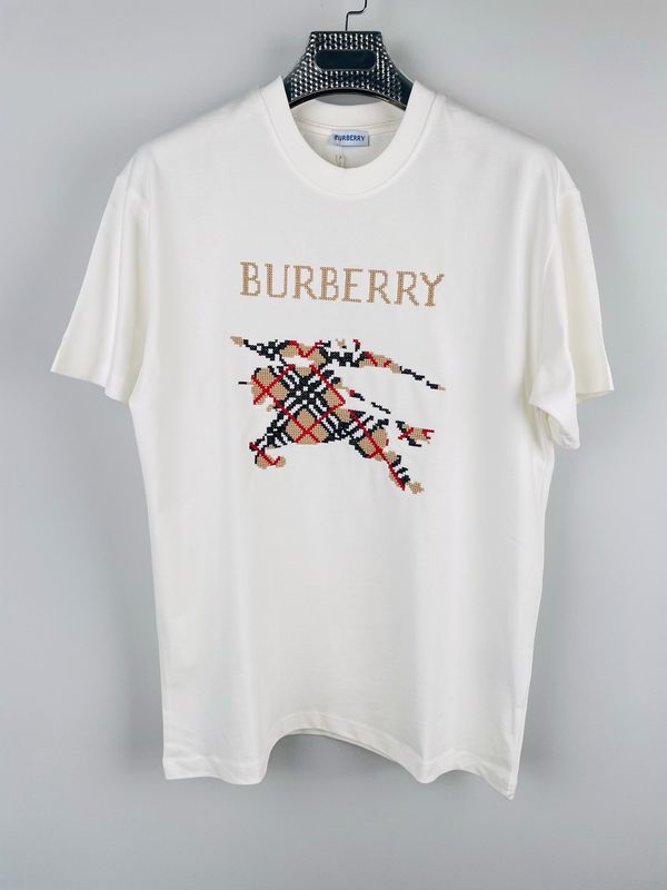 Burberry Cotton Logo Embroidered T shirt