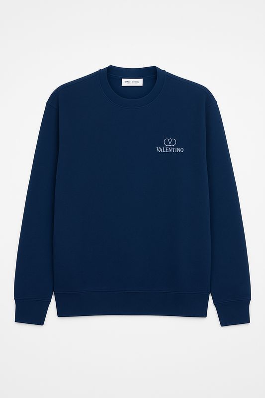 Valentino Navy Blue Logo Print Sweatshirt
