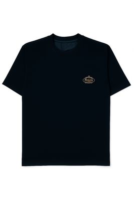 Prada Logo Embroidered Crew Neck T Shirt