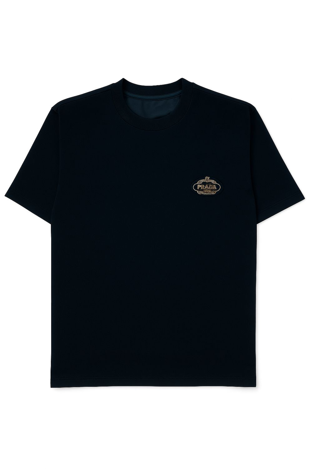 Prada Logo Embroidered Crew Neck T Shirt