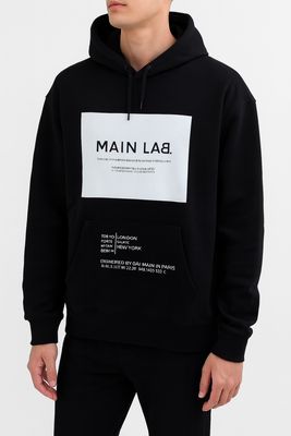 Balmain Logo Print Hoodie Black