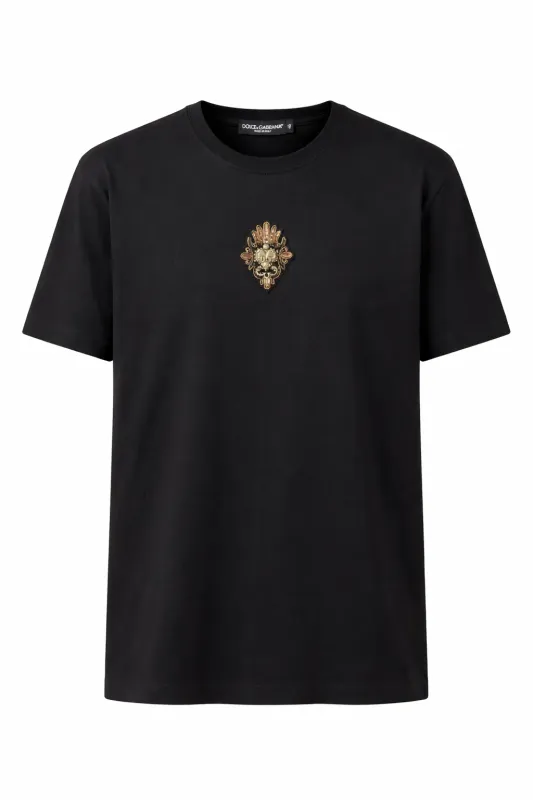 dolce gabbana gold emblem black designer t shirt for men luxury italian fashion