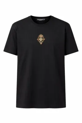 dolce gabbana gold emblem black designer t shirt for men luxury italian fashion