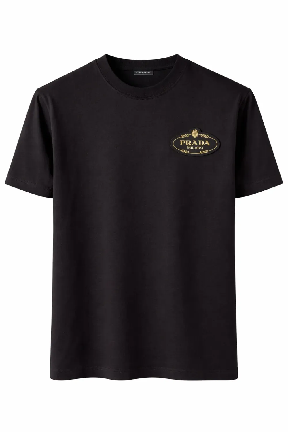 Prada black tshirt men with oval logo high-end designer t-shirts luxury cotton outfit