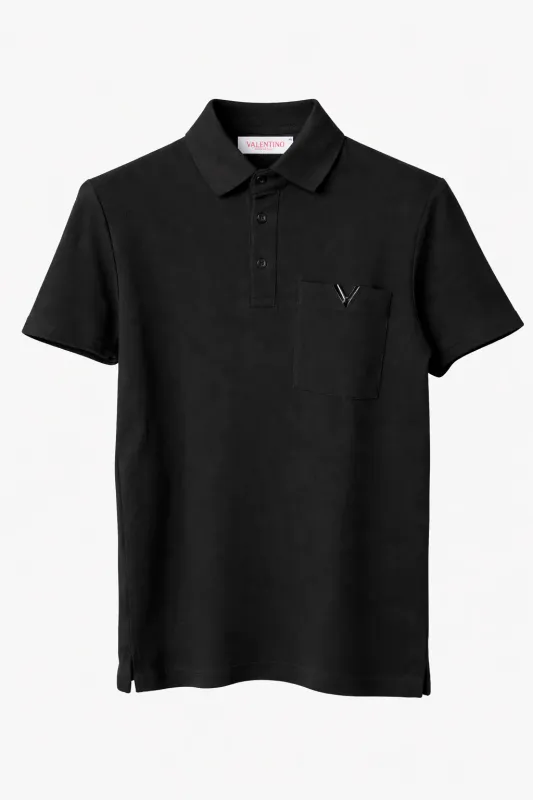 Valentino black polo shirt men front catalog studio product image