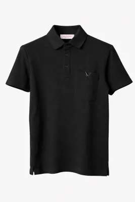 Valentino black polo shirt men front catalog studio product image