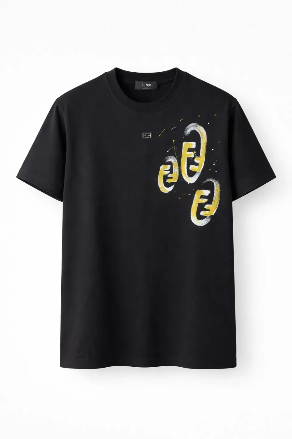 Fendi FF logo black t shirt mens luxury t shirts for men designer cotton tee