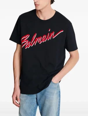 Balmain Paris black shirt script logo balmain tee shirt mens luxury designer style