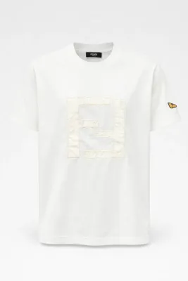 Fendi white logo patch t-shirt men's short sleeve designer cotton tee luxury style designer tee white mens
