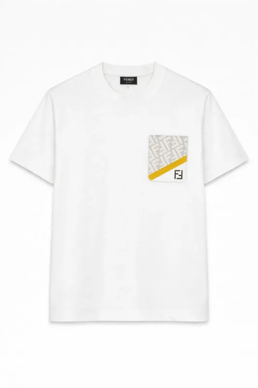 Fendi Palladium Metal FF logo white designer tee mens luxury cotton t shirt style
