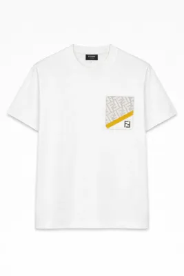 Fendi Palladium Metal FF logo white designer tee mens luxury cotton t shirt style