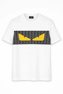 Fendi White Eyes Knitwear T-Shirt Men Fendi white eyes logo knitwear t shirt mens designer short sleeve luxury style