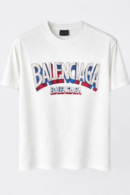 Balenciaga white men's t-shirt with logo print front view