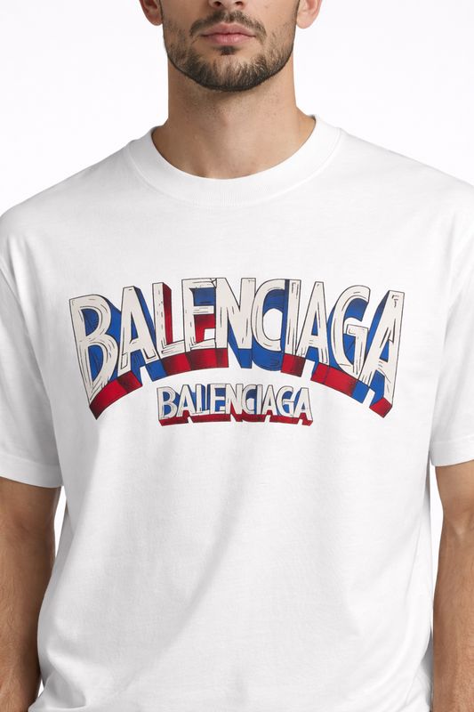 Balenciaga logo print  white t-shirt, designer tee shirts men,luxury tees men