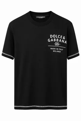 Dolce &amp; Gabbana black designer t-shirt with logo print luxury mens cotton fashion
