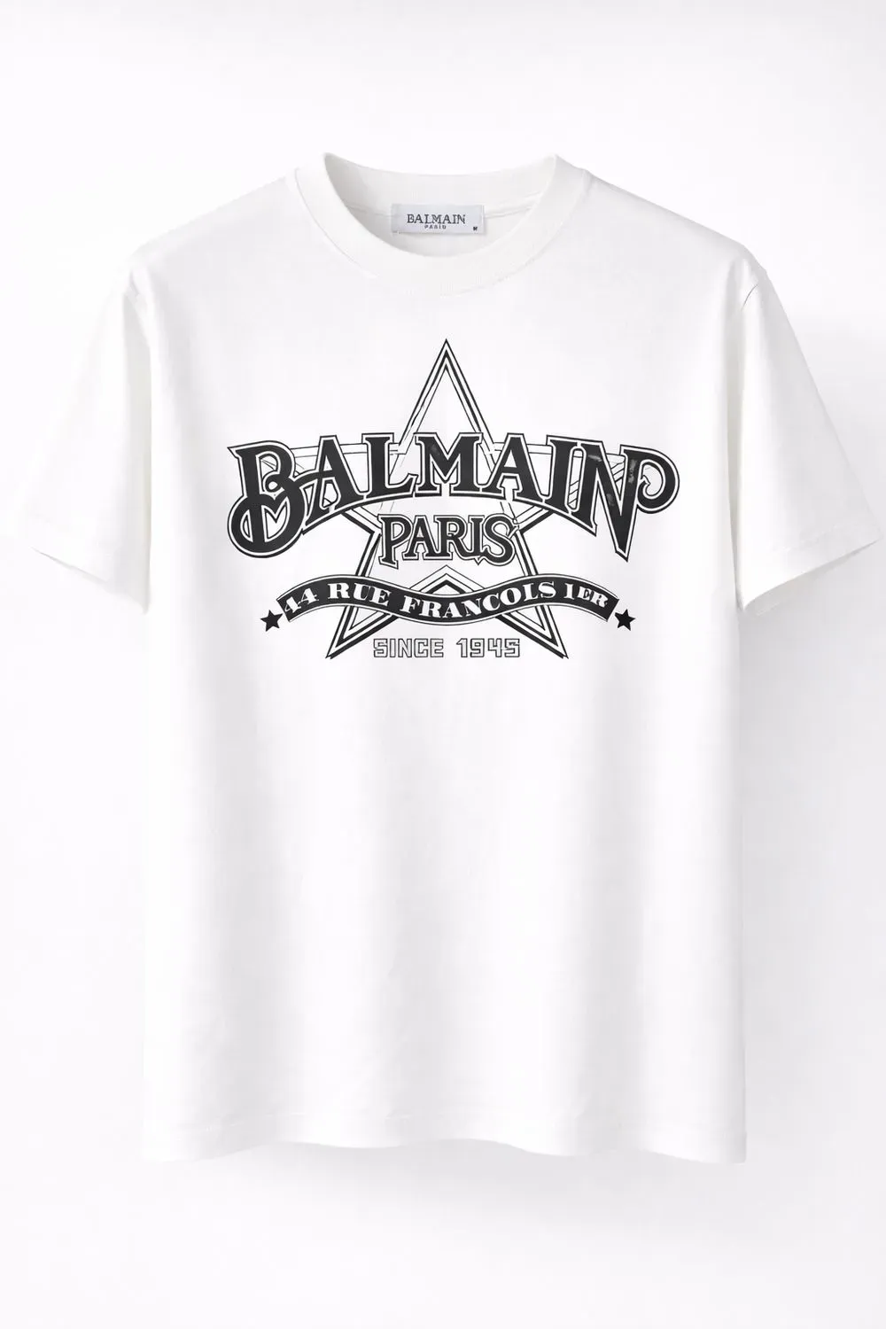 Balmain white t shirts men luxury designer shirts white logo print premium cotton tee