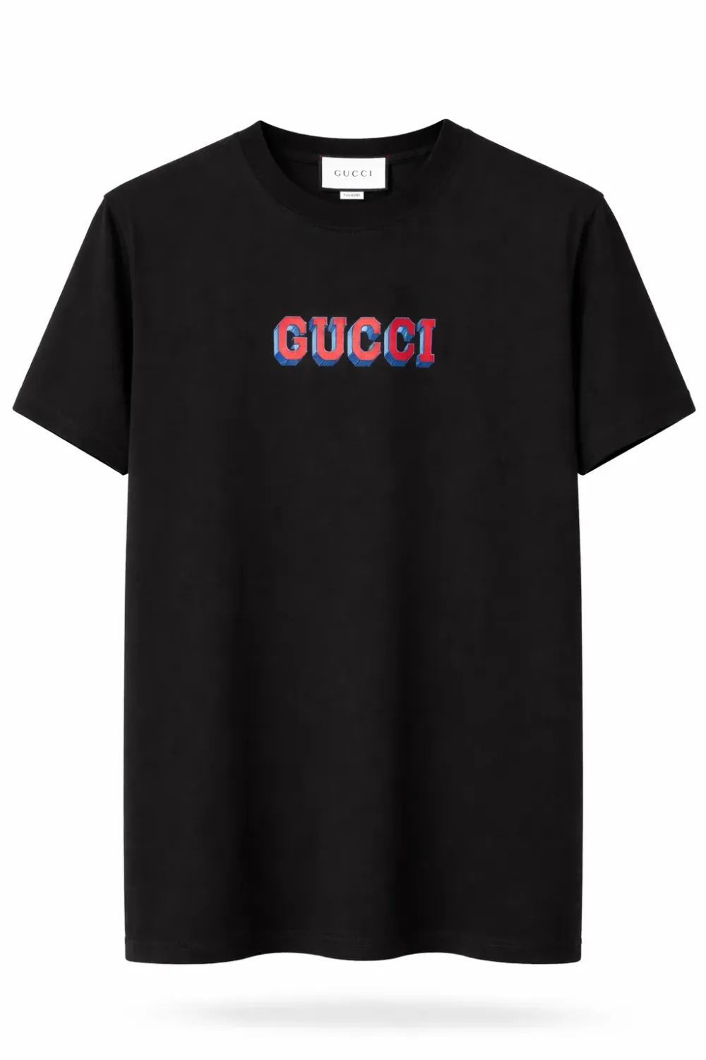 Gucci black with logo t shirt men front catalog clean studio view