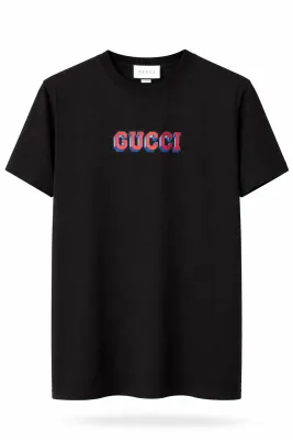 Gucci black with logo t shirt men front catalog clean studio view