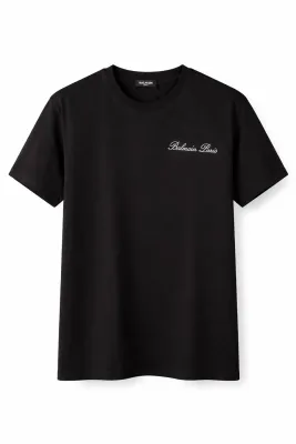 Balmain embroidered logo t shirt black minimal logo tee mens luxury cotton designer