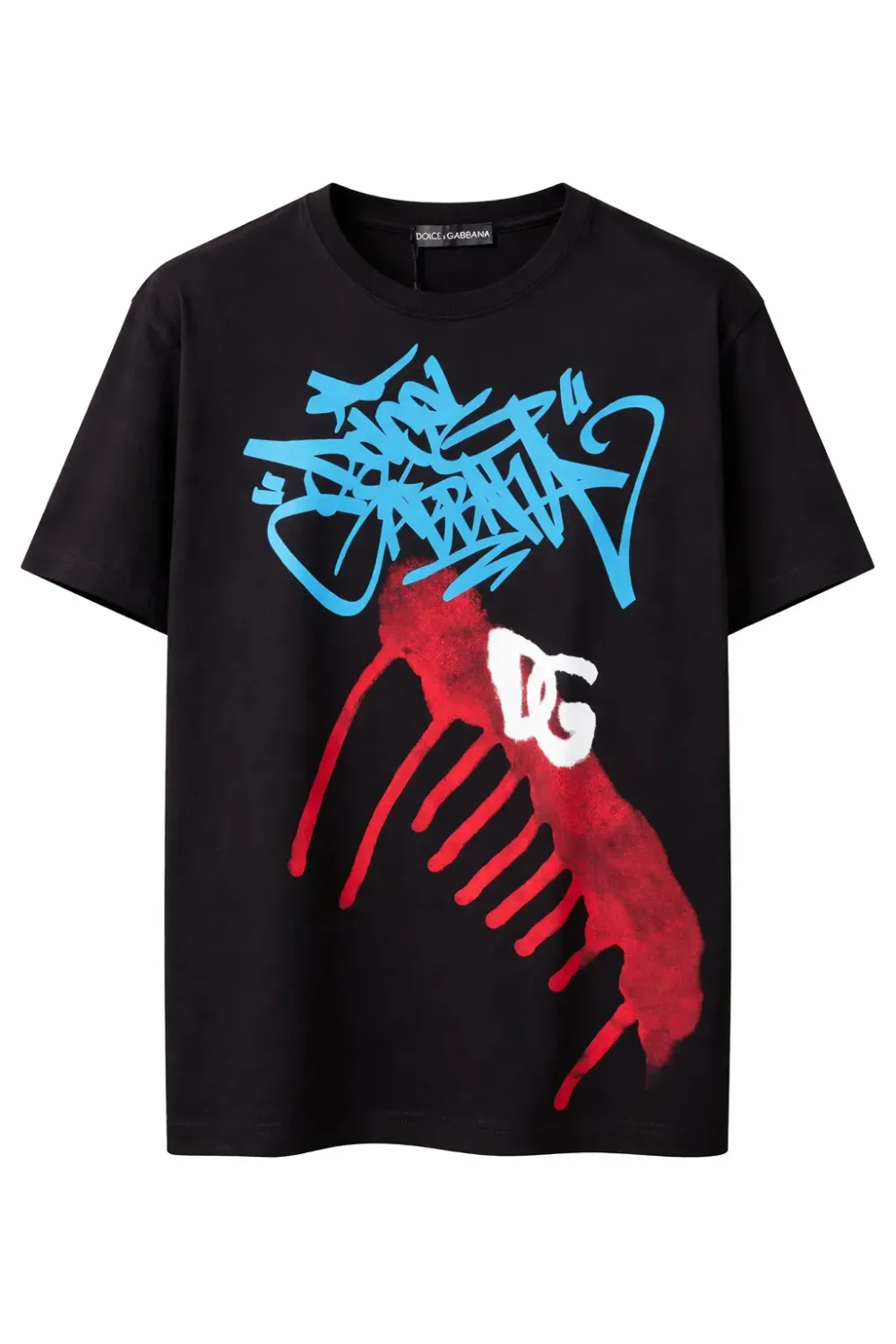 dolce gabbana graffiti print black designer t shirt for men luxury streetwear fashion