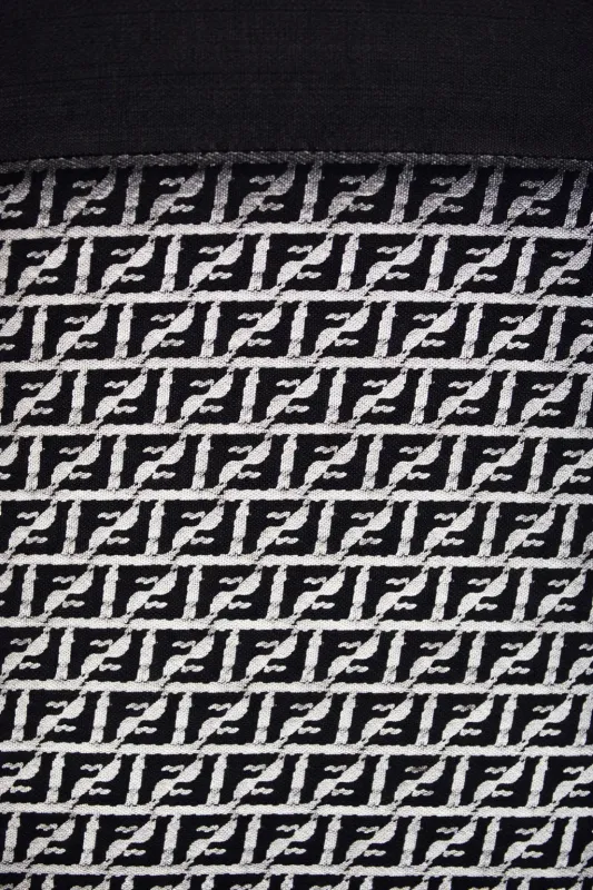 Fendi FF logo monogram t shirt close up black designer t shirts men pattern detail