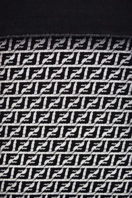 Fendi FF logo monogram t shirt close up black designer t shirts men pattern detail
