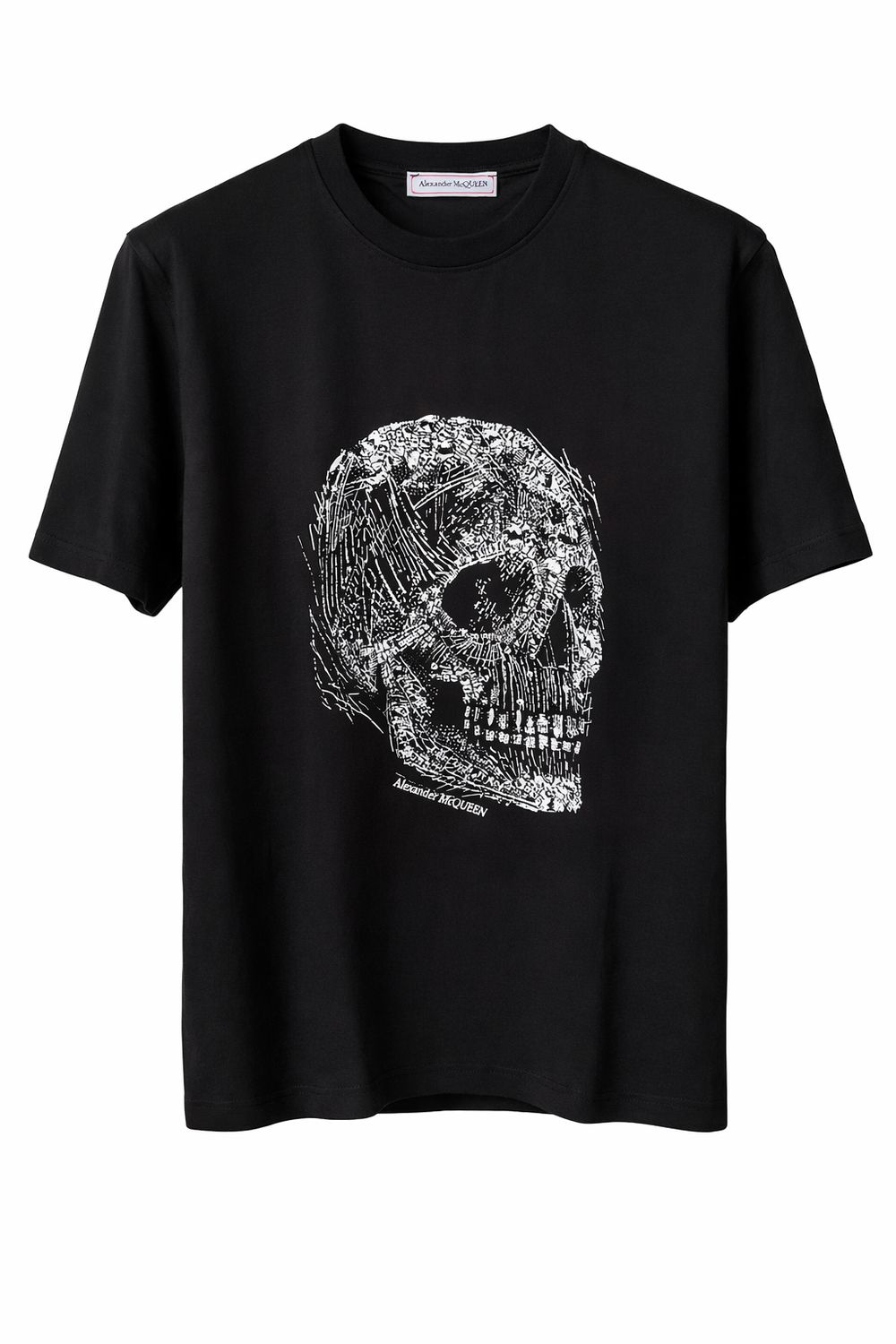 Alexander McQueen black men's t-shirt with skull print front view