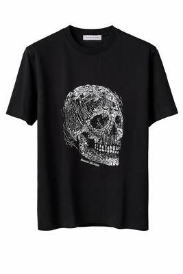 Alexander McQueen black men's t-shirt with skull print front view