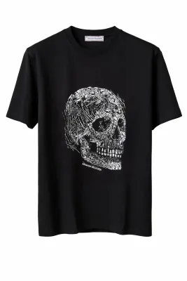 Black Alexander McQueen skull t shirt with graphic skull print designer t shirt