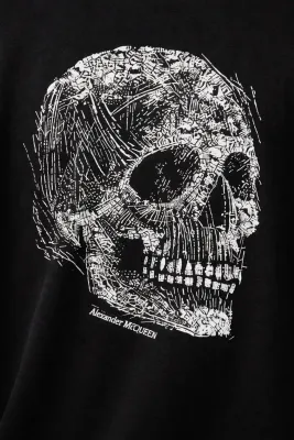 Alexander McQueen skull t shirt black designer shirt with large skull graphic print