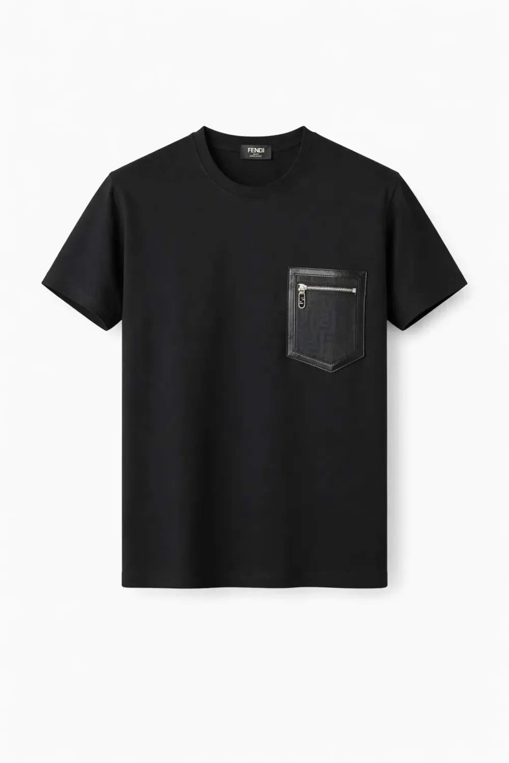 Fendi black t shirt mens crew neck luxury tee shirt with pocket detail premium cotton style