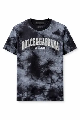 Dolce &amp; Gabbana Milano black tie dye designer t-shirt luxury men's fashion front product image