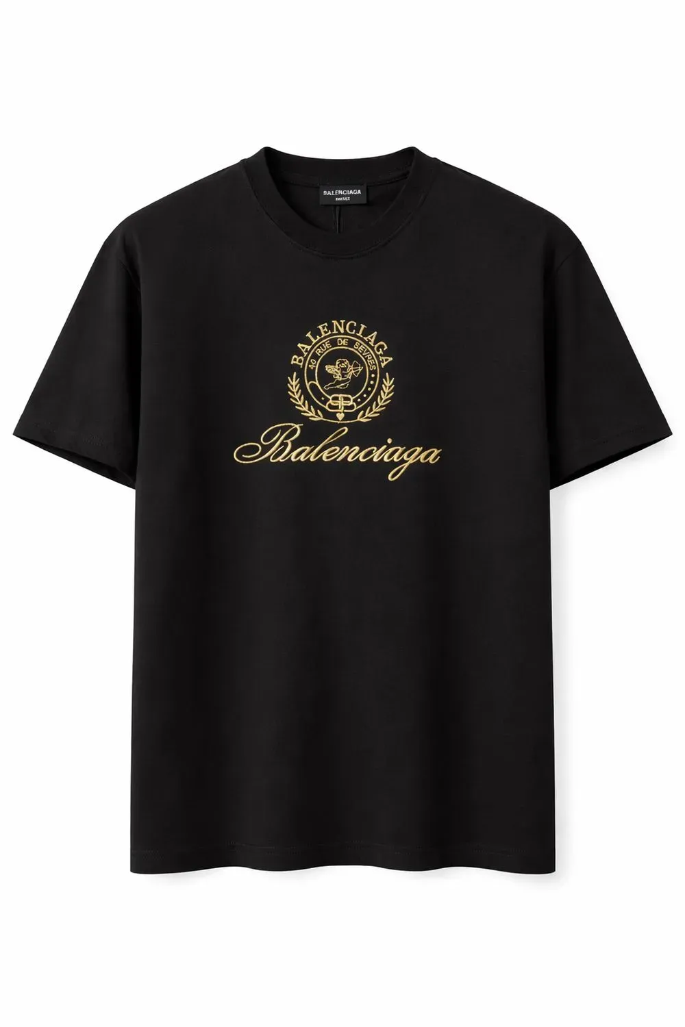 Balenciaga black embroidered logo t shirt mens luxury designer cotton tee minimal style