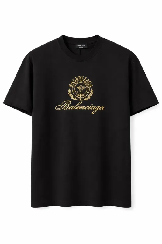 Balenciaga black embroidered logo t shirt mens luxury designer cotton tee minimal style