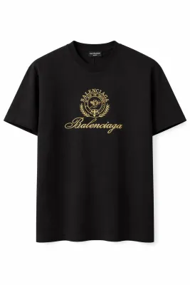 Balenciaga black embroidered logo t shirt mens luxury designer cotton tee minimal style