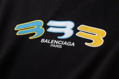 Balenciaga logo close up black graphic t shirt designer embroidered detail luxury cotton