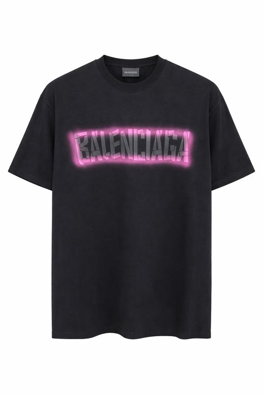 Balenciaga neon logo black men's t-shirt front view luxury designer streetwear Balenciaga Paris