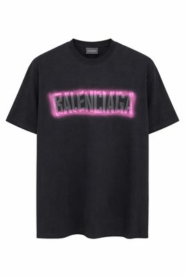 Balenciaga neon logo black men's t-shirt front view luxury designer streetwear Balenciaga Paris